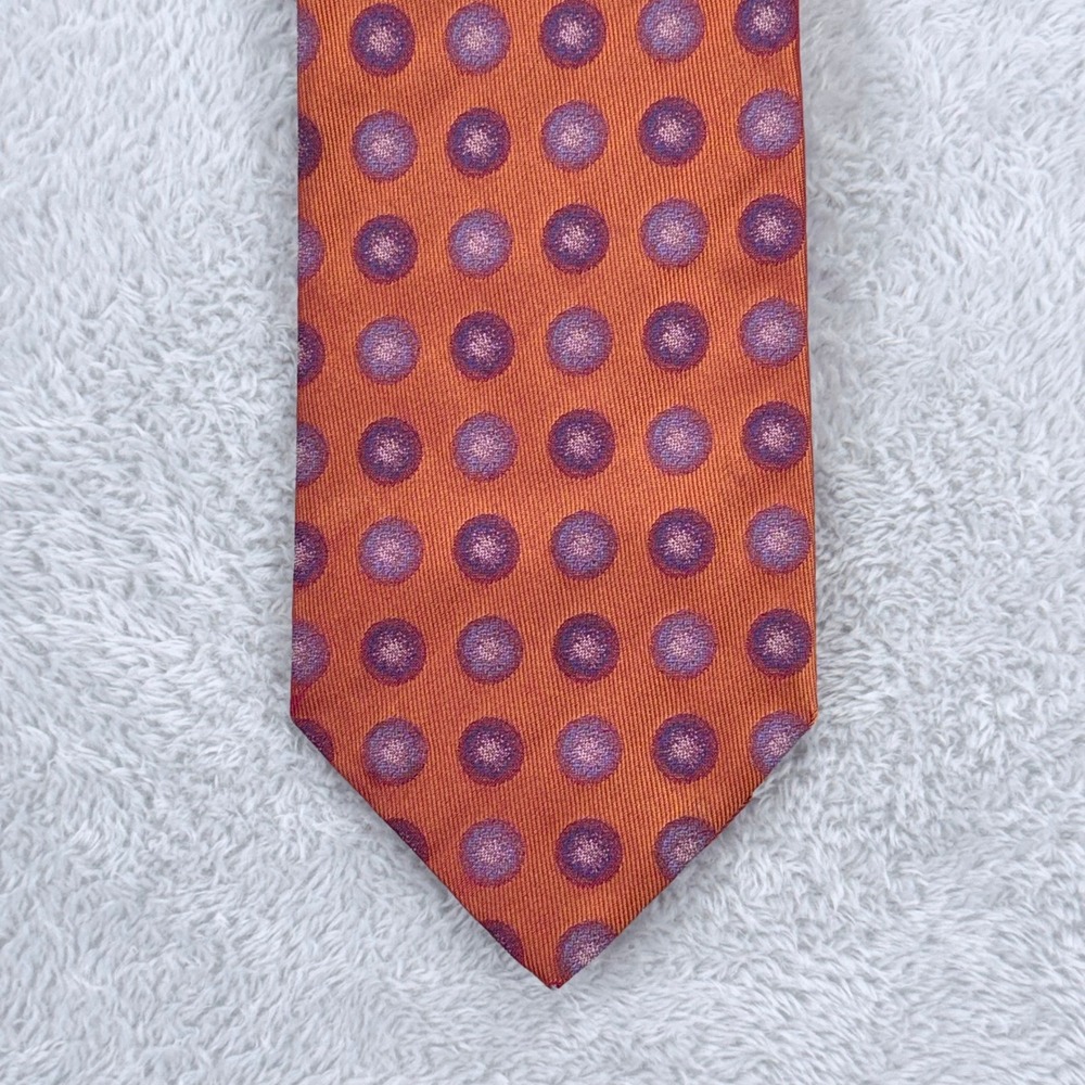 Massimo Bizzocchi Tie Mens Orange Purple Medallion Silk Designer Made in Italy